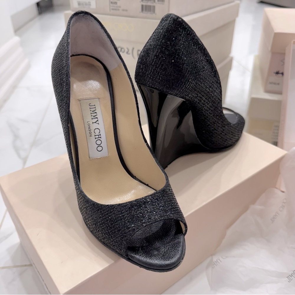 Jimmy Choo 💛 wedge open toe heels